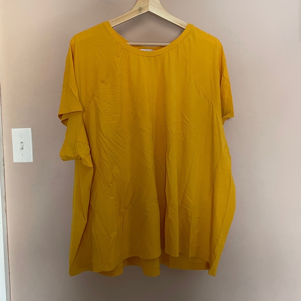 Athleta Workout Active Tee Top Yellow 3X Nylon